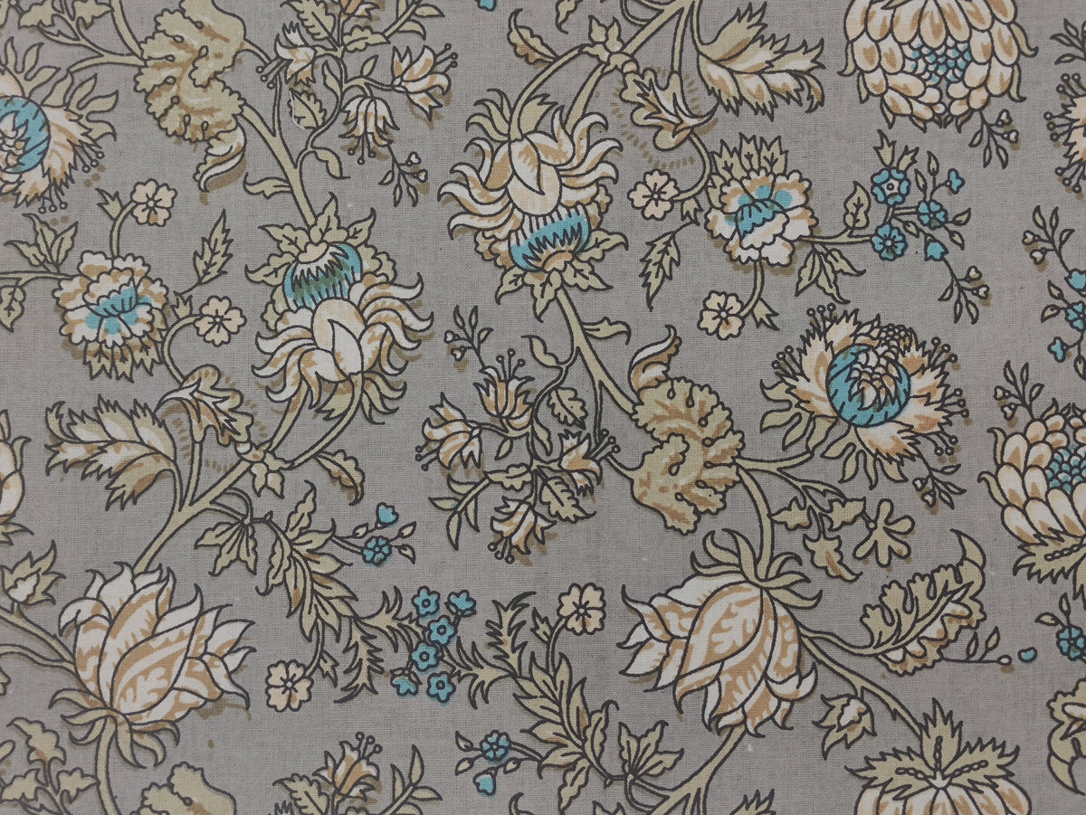 Floral Block Print Cotton Fabric, Purple Indian Fabric By The Yard