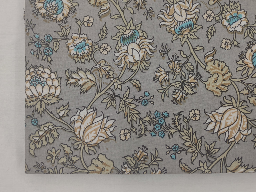 Floral Block Print Cotton Fabric, Purple Indian Fabric By The Yard