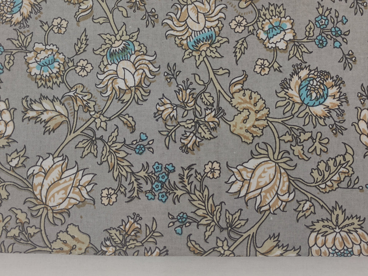 Floral Block Print Cotton Fabric, Purple Indian Fabric By The Yard