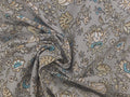 Floral Block Print Cotton Fabric, Purple Indian Fabric By The Yard