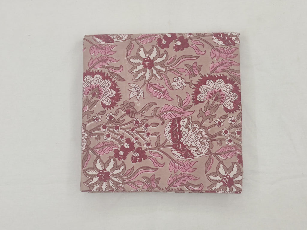 Mughal Print Cotton Fabric: Indian Hand Block Floral Fabric by the Yard
