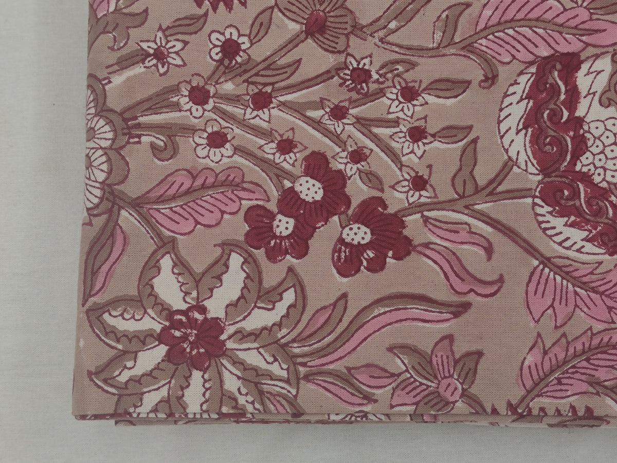 Mughal Print Cotton Fabric: Indian Hand Block Floral Fabric by the Yard