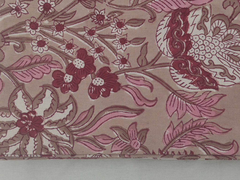 Mughal Print Cotton Fabric: Indian Hand Block Floral Fabric by the Yard