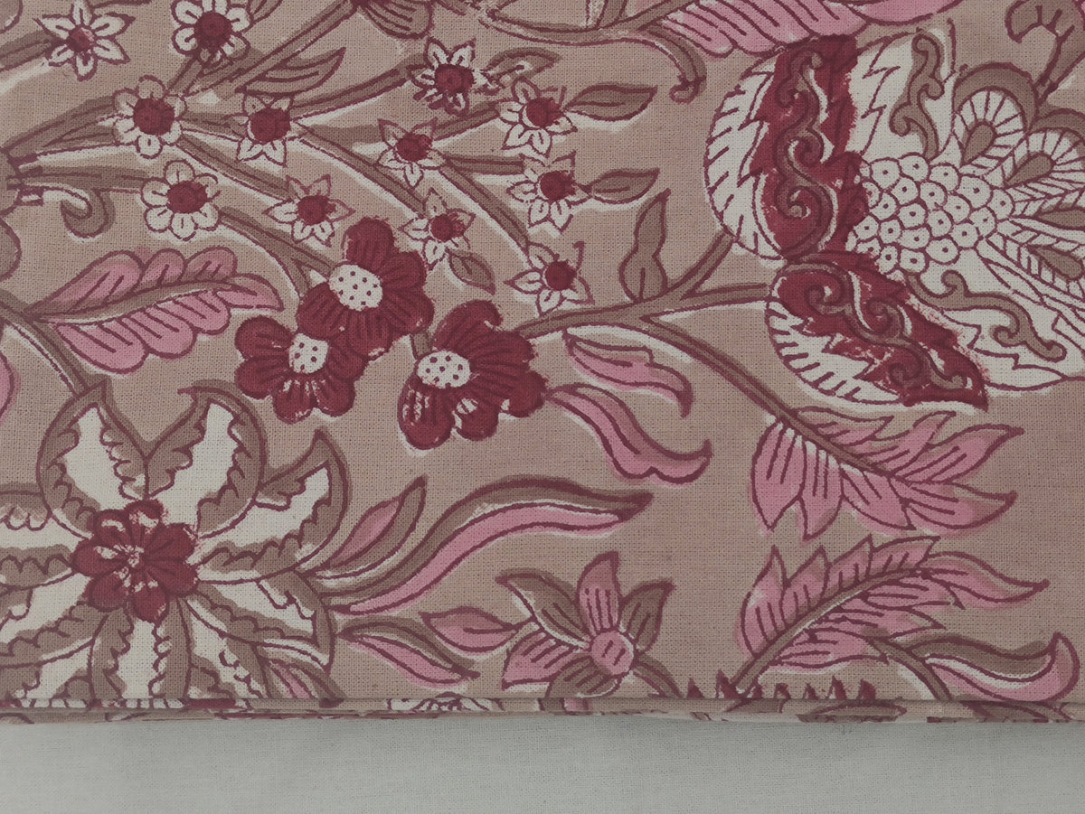 Mughal Print Cotton Fabric: Indian Hand Block Floral Fabric by the Yard