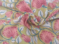 Mughal Floral Print Cotton Fabric: Hand Block Printed Indian Sewing Material