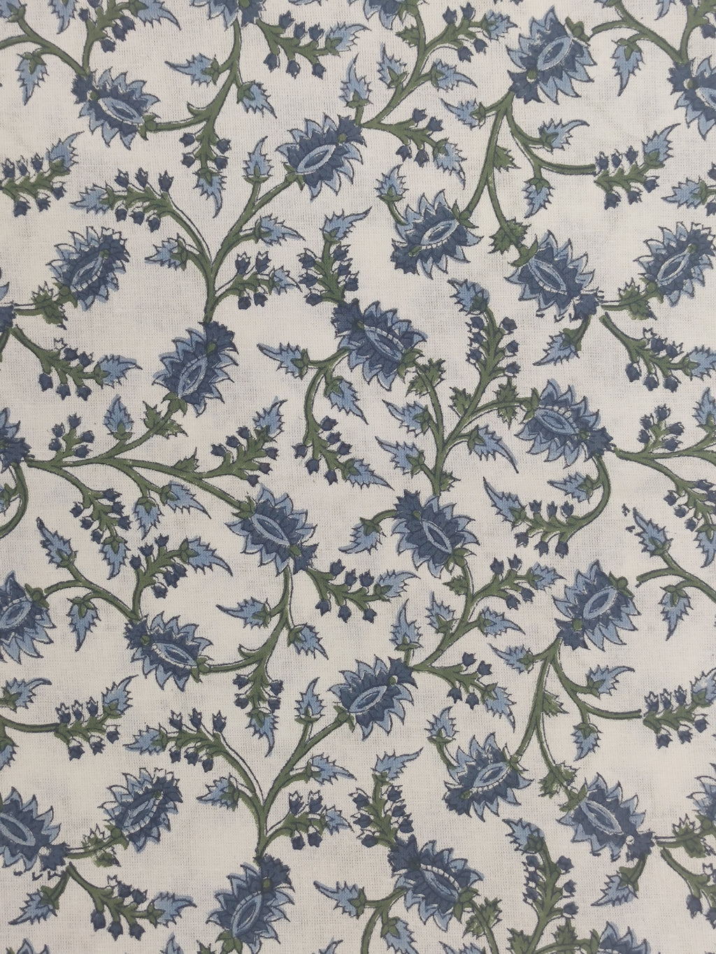 Mughal Floral Print Cotton Fabric: Hand Block Printed Indian Fabric