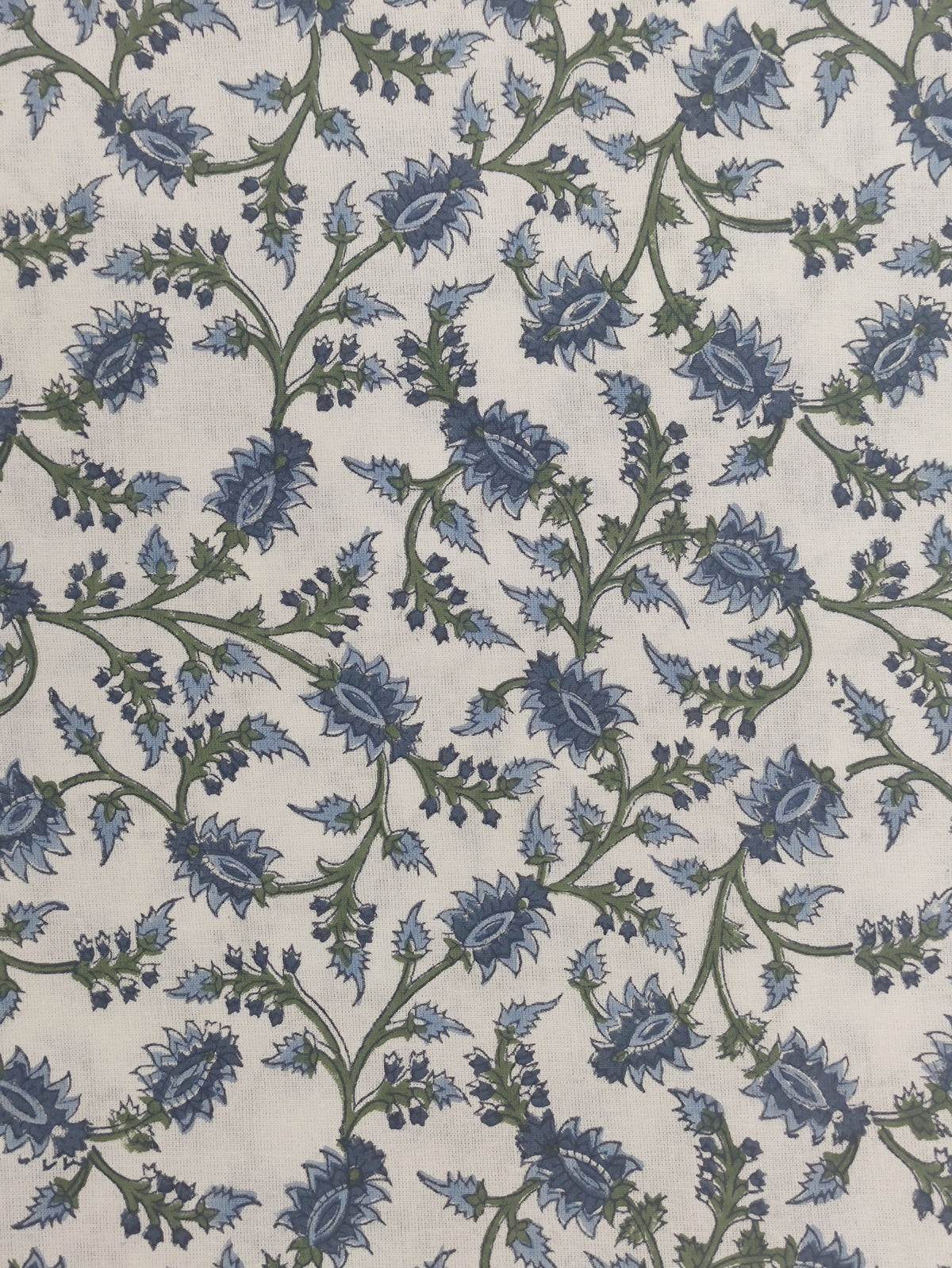 Mughal Floral Print Cotton Fabric: Hand Block Printed Indian Fabric
