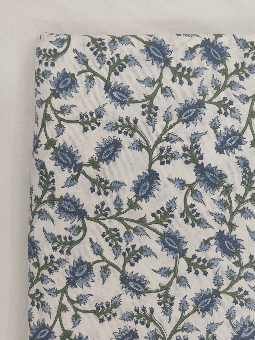 Mughal Floral Print Cotton Fabric: Hand Block Printed Indian Fabric