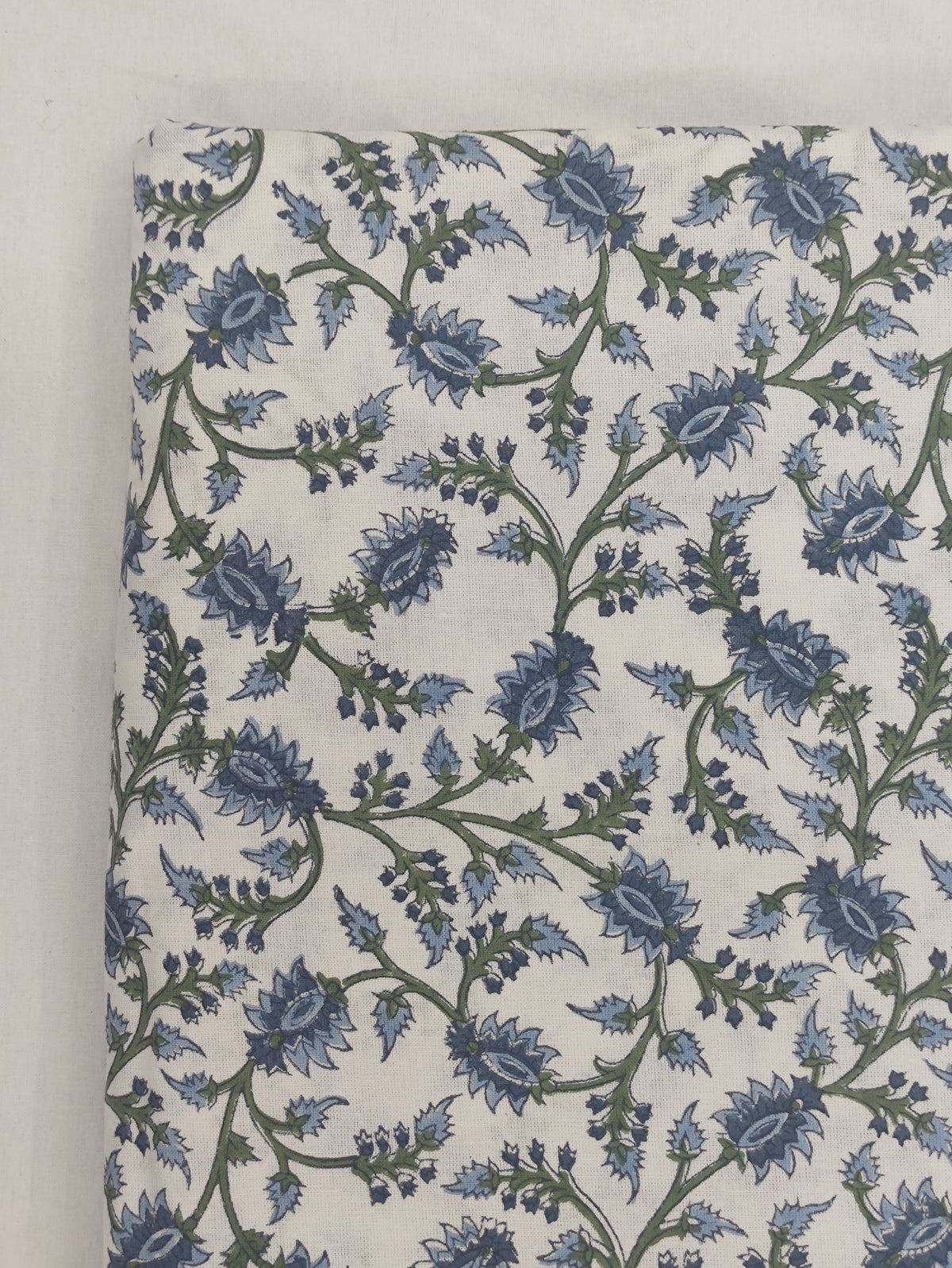 Mughal Floral Print Cotton Fabric: Hand Block Printed Indian Fabric