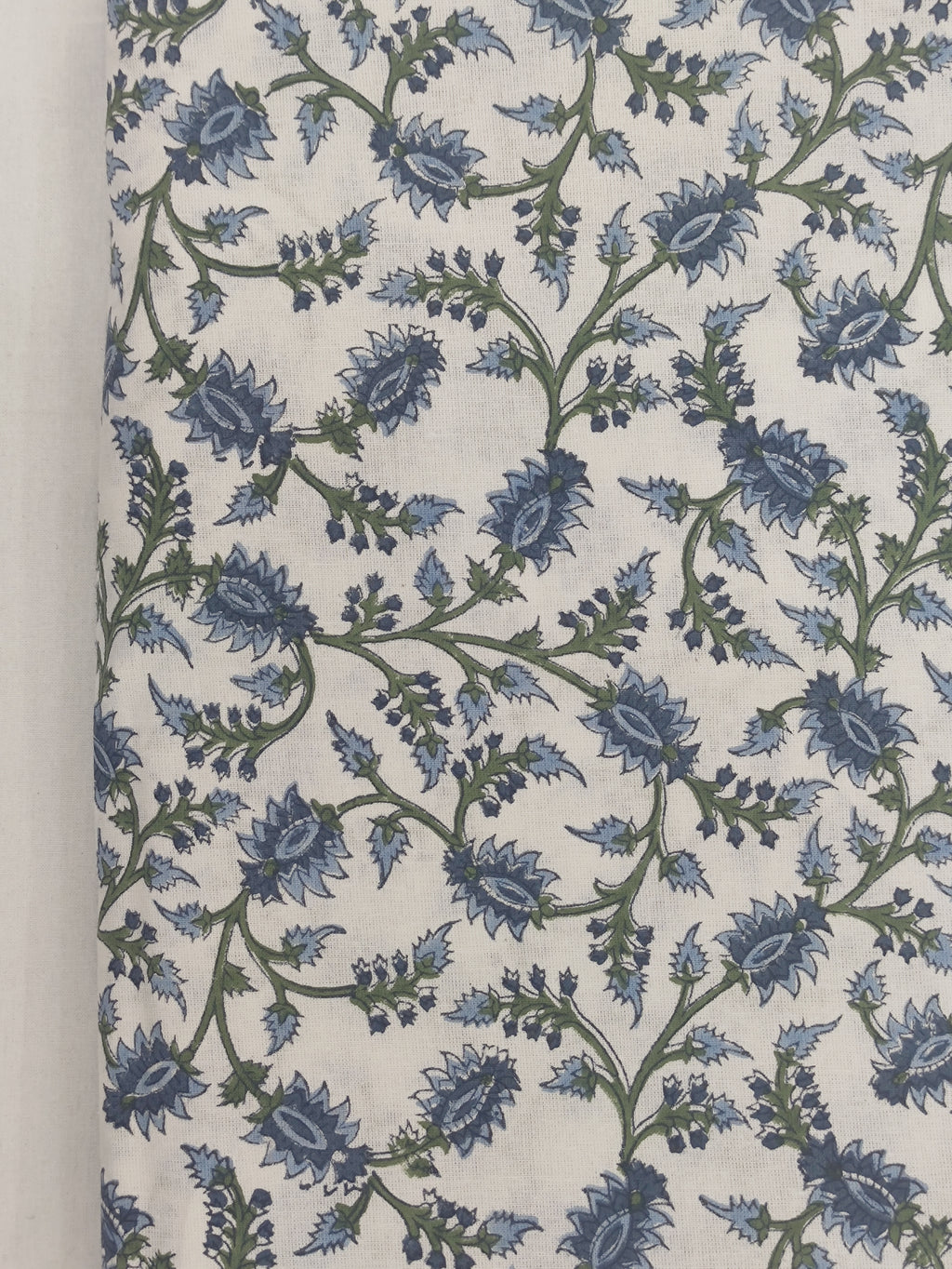 Mughal Floral Print Cotton Fabric: Hand Block Printed Indian Fabric