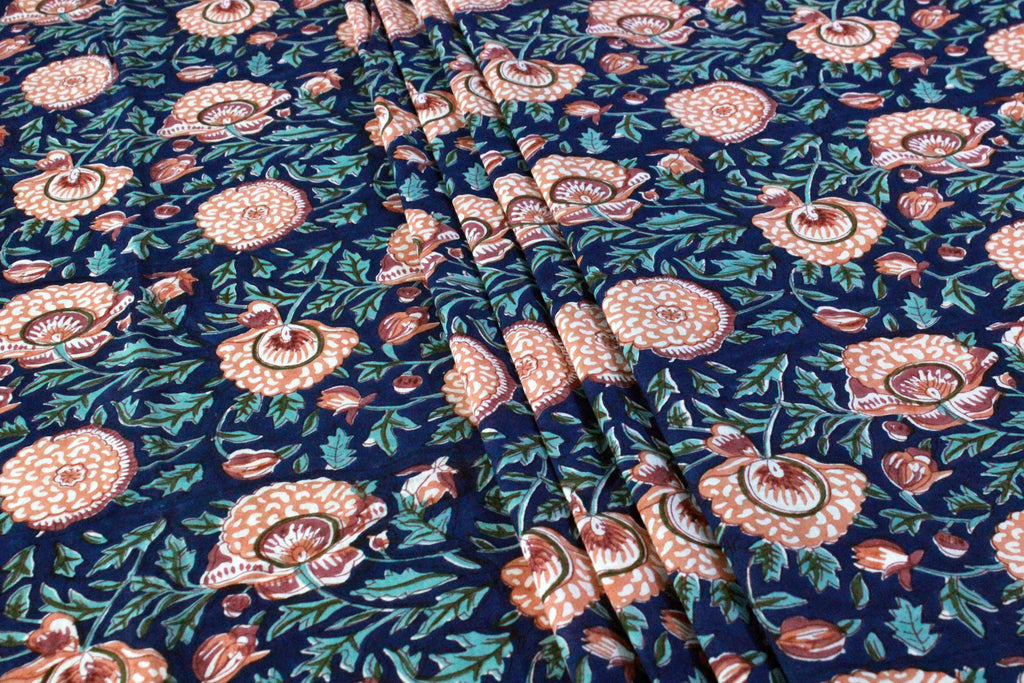 Hand Block Print Cotton Fabric: Indian Floral Sewing Material