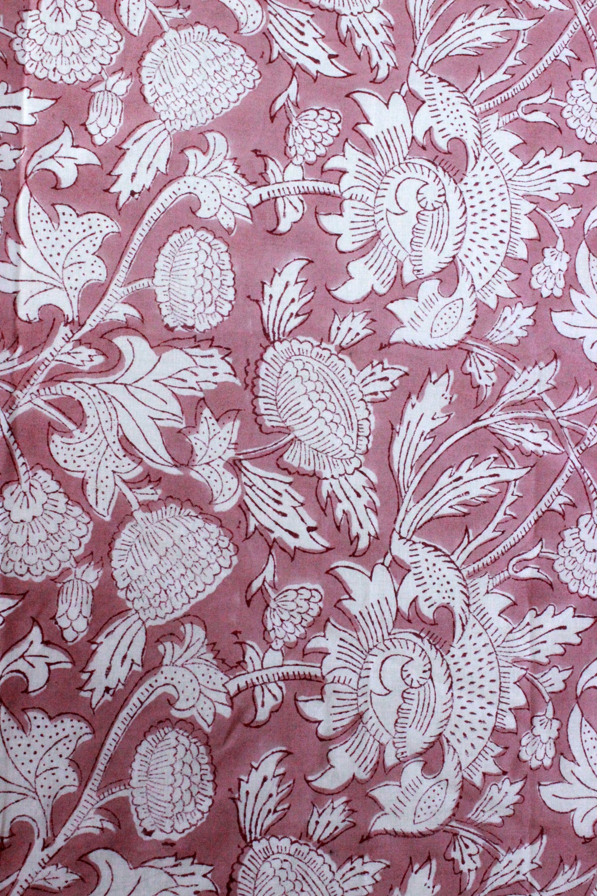Mughal Block Print Cotton Fabric: Pink Floral Dress Material