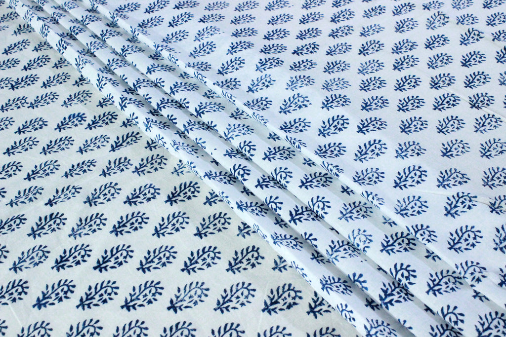 Hand Block Print Cotton Fabric: Indian Floral Fabric By The Yard