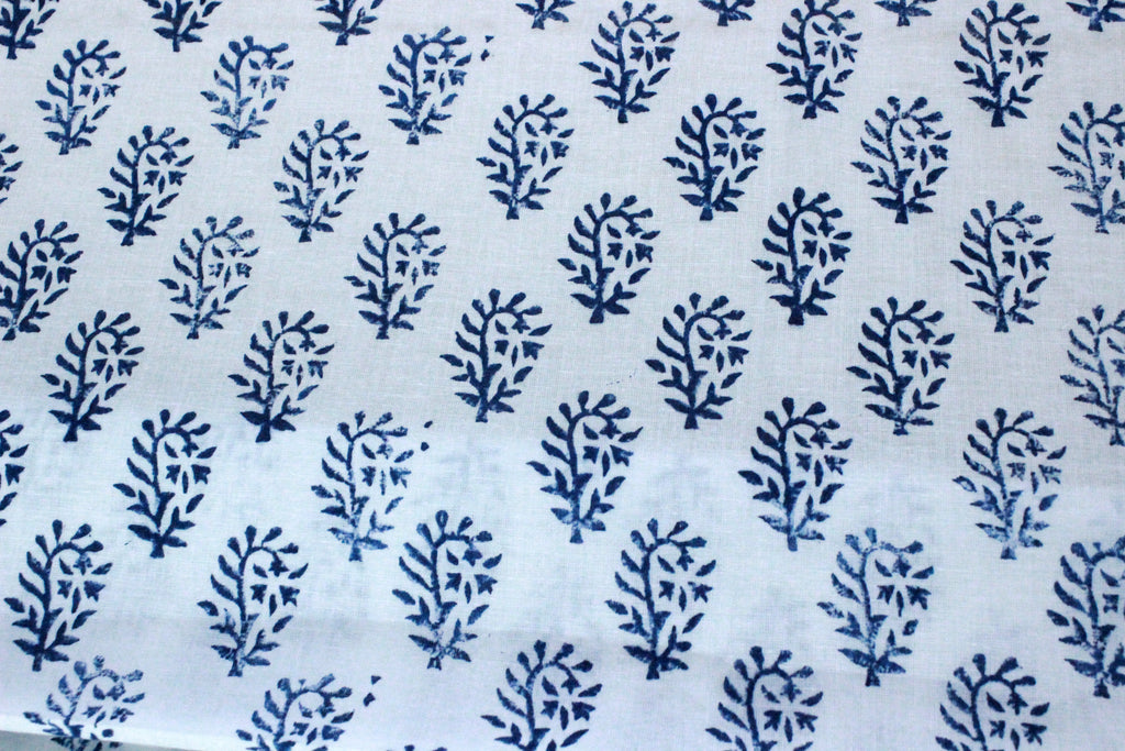Hand Block Print Cotton Fabric: Indian Floral Fabric By The Yard