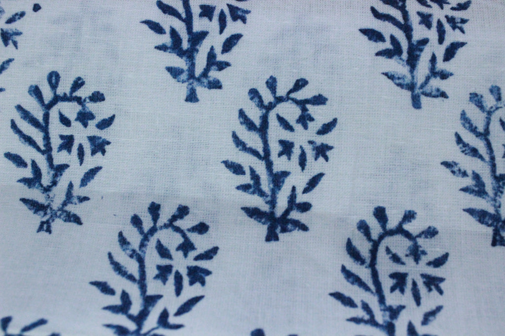 Hand Block Print Cotton Fabric: Indian Floral Fabric By The Yard