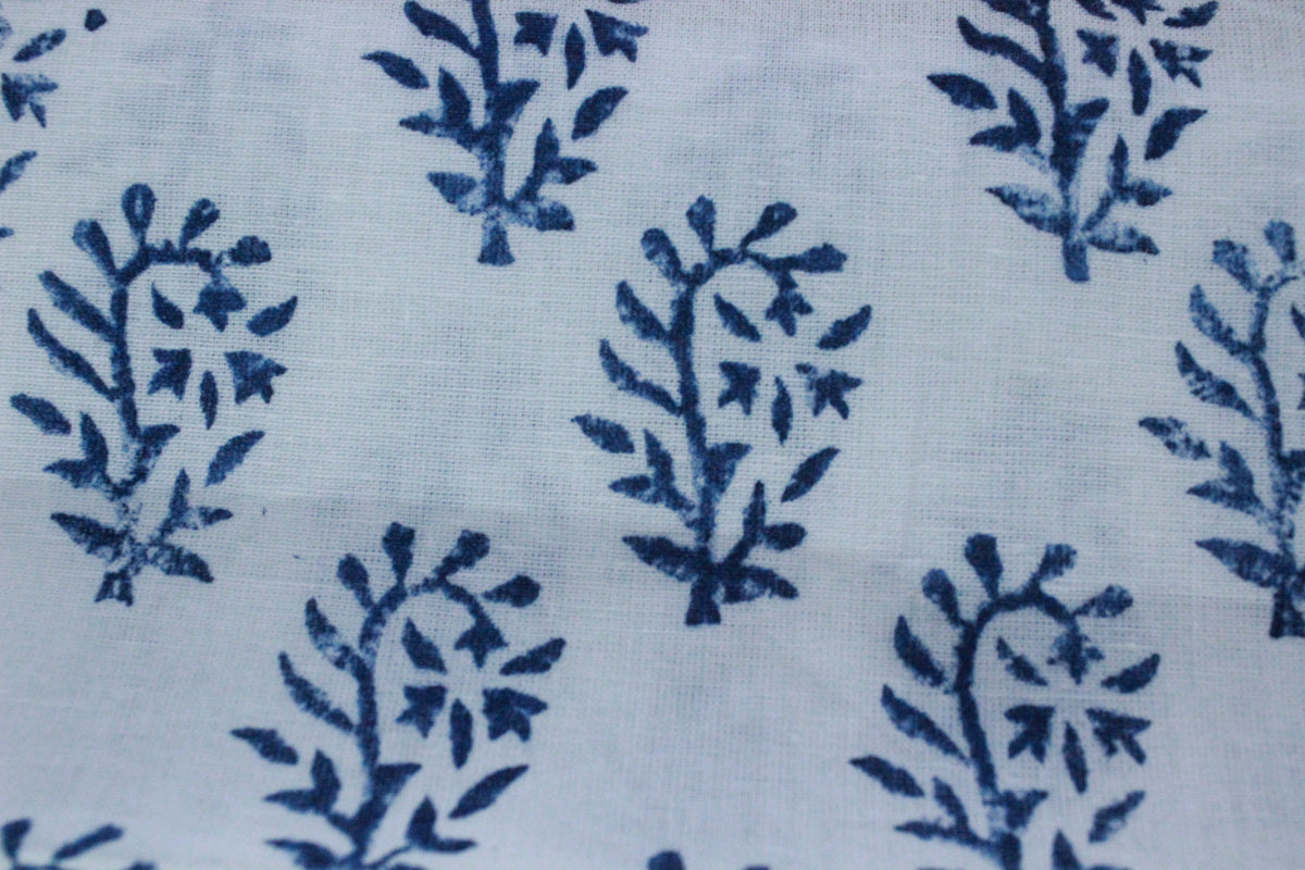 Hand Block Print Cotton Fabric: Indian Floral Fabric By The Yard