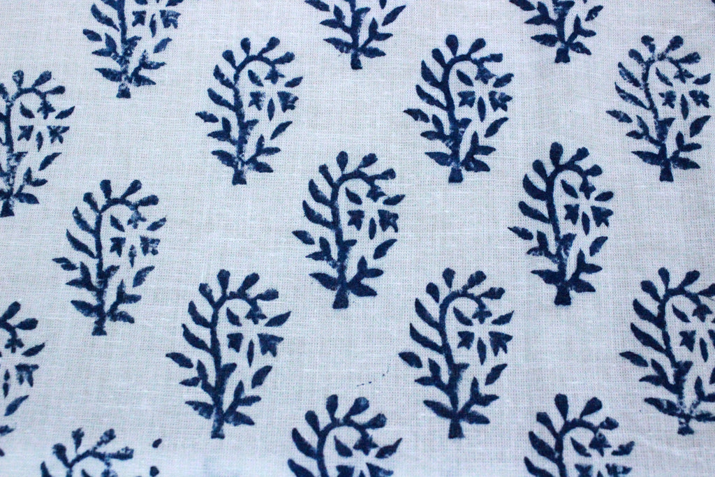 Hand Block Print Cotton Fabric: Indian Floral Fabric By The Yard