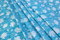 Blue Floral Cotton Fabric: Hand Block Print Indian Fabric by the Yard