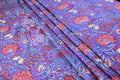 Hand Block Print Cotton Fabric: Purple Pink Floral Indian Fabric by the Yard