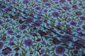 Floral Block Print Cotton Fabric: Blue, Purple, Red Indian Fabric By The Yard