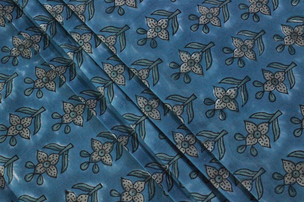 Dabu Print Cotton Fabric: Hand Stamped Floral Block Print