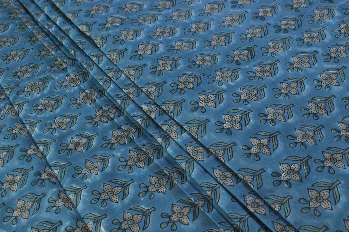 Dabu Print Cotton Fabric: Hand Stamped Floral Block Print