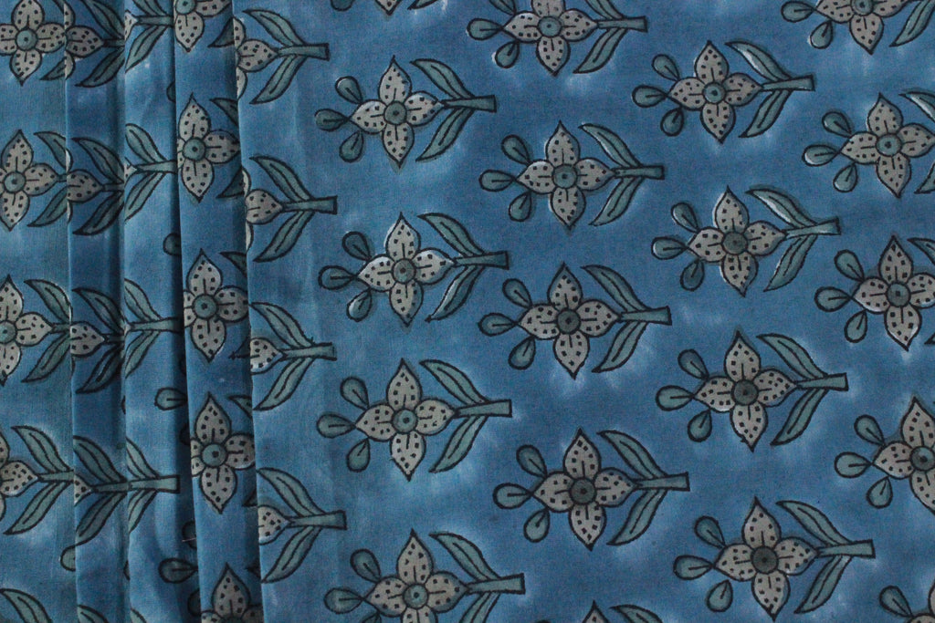 Dabu Print Cotton Fabric: Hand Stamped Floral Block Print