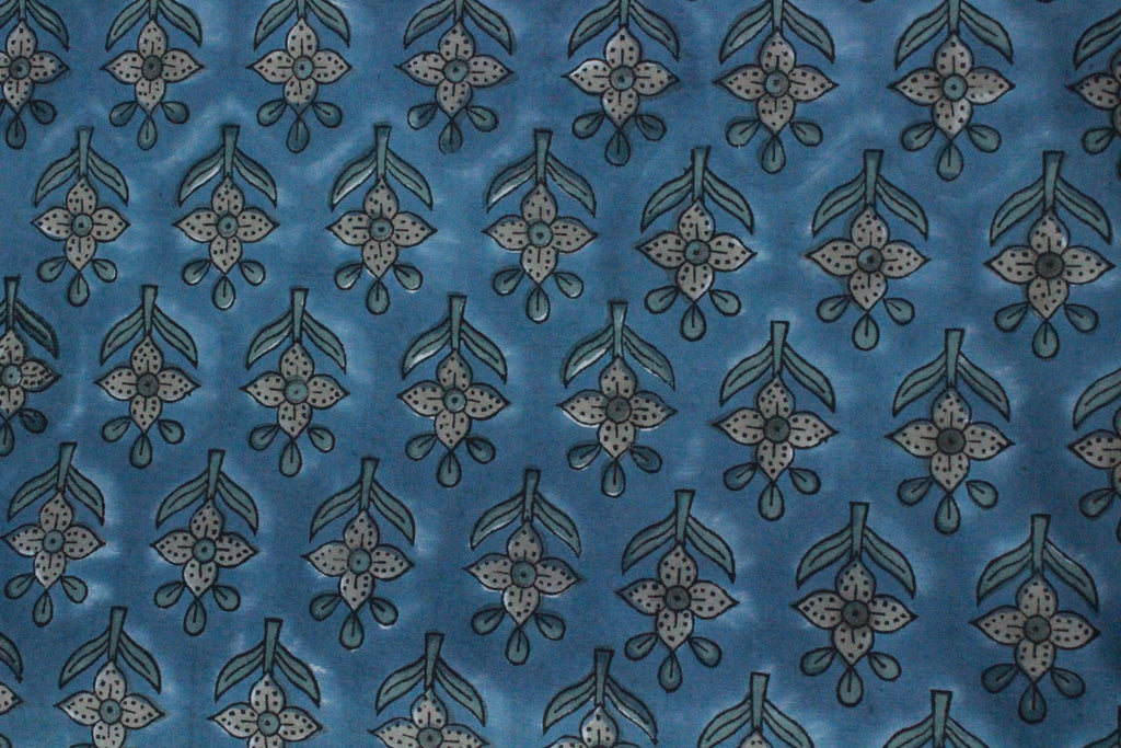 Dabu Print Cotton Fabric: Hand Stamped Floral Block Print