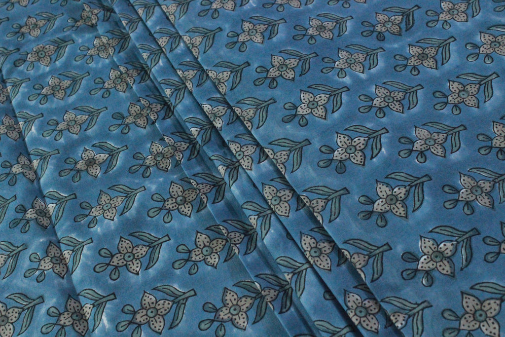 Dabu Print Cotton Fabric: Hand Stamped Floral Block Print