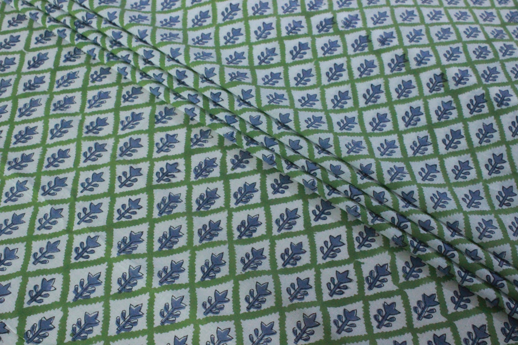 Mughal Print Cotton Fabric: Hand Block Printed Indian Fabric by the Yard