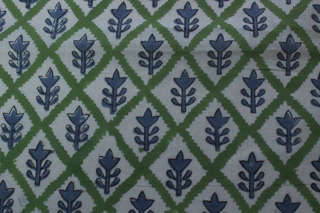 Mughal Print Cotton Fabric: Hand Block Printed Indian Fabric by the Yard