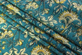 Blue Floral Cotton Fabric: Hand Block Print Indian Fabric by the Yard