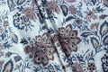 Floral Cotton Fabric: Blue Brown Mughal Hand Block Print