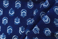 Blue & White Floral Block Print Linen Fabric - Indian Mughal Style