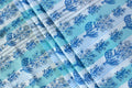 Blue Floral Hand Block Print Cotton Fabric - Indian Mughal Design