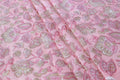 Pink Floral Cotton Fabric: Hand Block Print Indian Fabric by the Yard