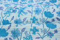 Blue Floral Cotton Fabric: Hand Block Print Indian Fabric by the Yard