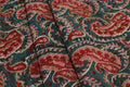 Hand Block Print Cotton Fabric: Red & Green Floral Mughal Print