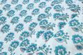 Blue Floral Cotton Fabric: Hand Block Print Indian Fabric by the Yard