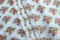 Mughal Print Cotton Fabric By The Yard: Orange & White Indian Block Print