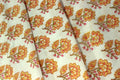 Orange Mughal Print Cotton Fabric By The Yard: Hand Block Printed