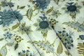 Blue Mughal Print Cotton Fabric: Indian Hand Block Print By The Yard