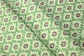 Mughal Print Cotton Fabric: Green & Purple Indian Block Print by the Yard