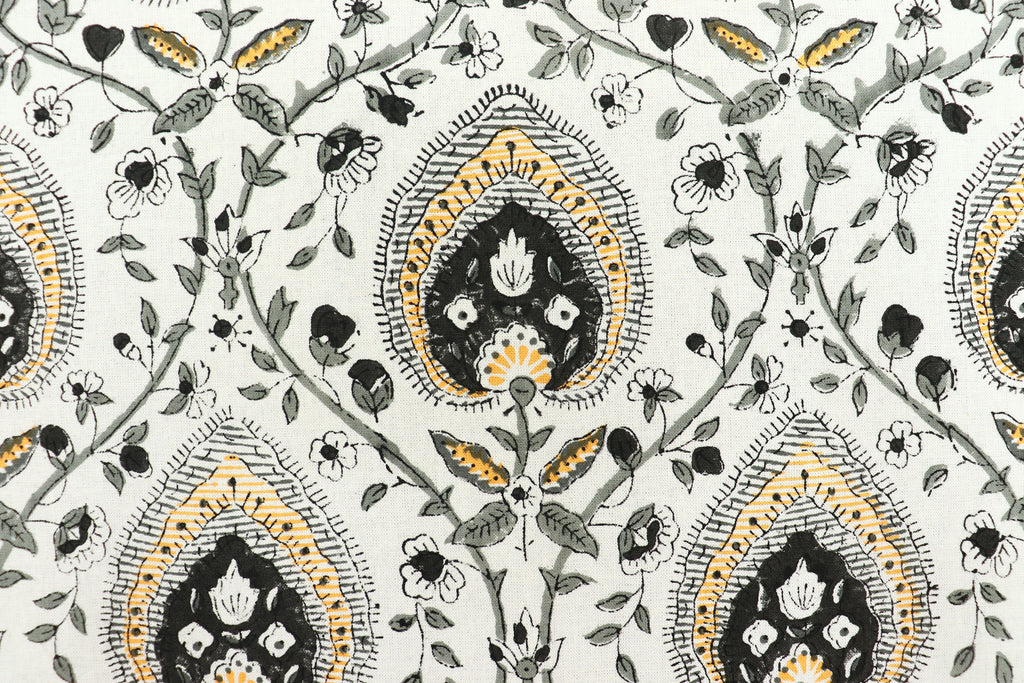 Black and White colour Pure Cotton Block Print Fabric by the Yard, fabric by the meter, Indian Wood Block, Handstamped