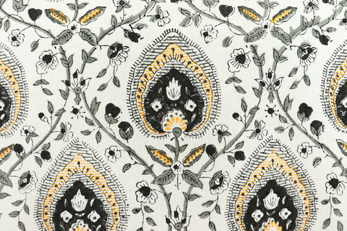 Black and White colour Pure Cotton Block Print Fabric by the Yard, fabric by the meter, Indian Wood Block, Handstamped