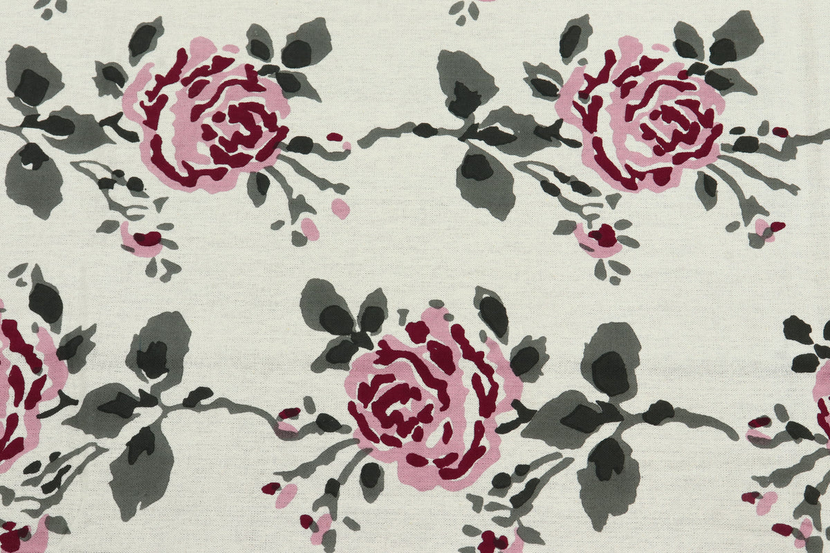 Mughal Floral Print Cotton Fabric: Indian Hand Block Fabric By The Yard
