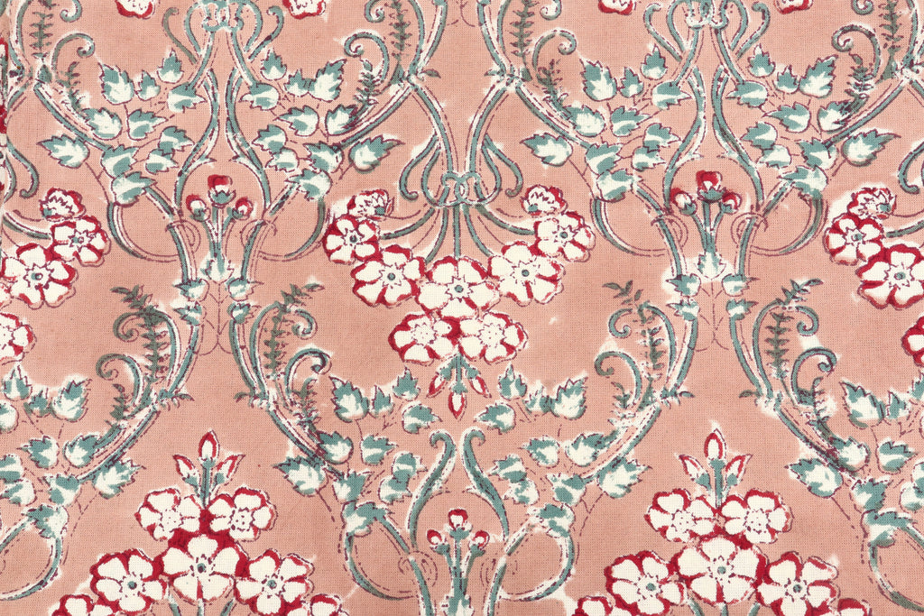 Orange and Red colour Pure Cotton Block Print Fabric by the Yard, fabric by the meter, Indian Wood Block, Handstamped