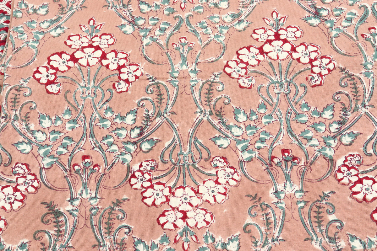 Orange and Red colour Pure Cotton Block Print Fabric by the Yard, fabric by the meter, Indian Wood Block, Handstamped