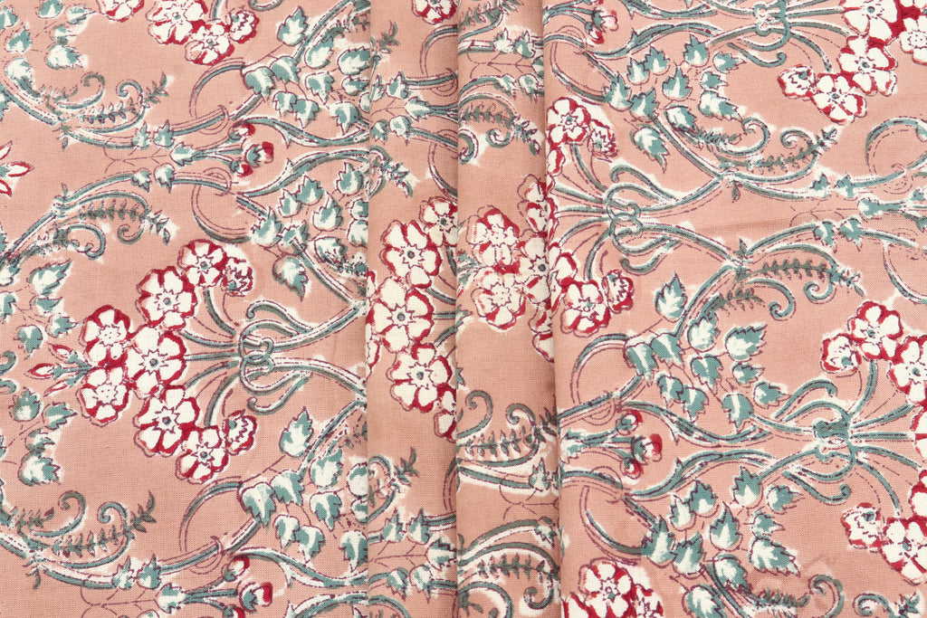 Orange and Red colour Pure Cotton Block Print Fabric by the Yard, fabric by the meter, Indian Wood Block, Handstamped