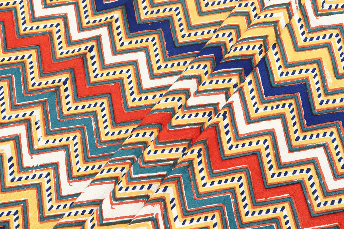 Multicolour colour Pure Cotton Block Print Fabric by the Yard, fabric by the meter, Indian Wood Block, Handstamped